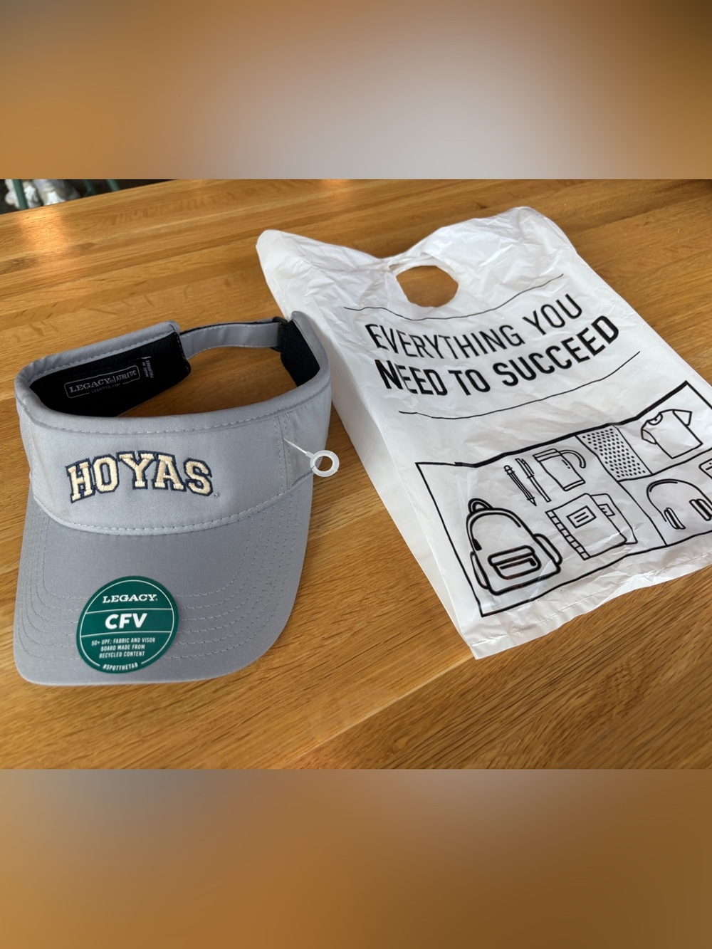 BNWT HOYAS Georgetown University Grey Sport Visor, OS, NEW